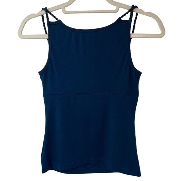 Bebe Braided Navy V-Neck Camisole Top Navy Size M - Picture 3 of 4